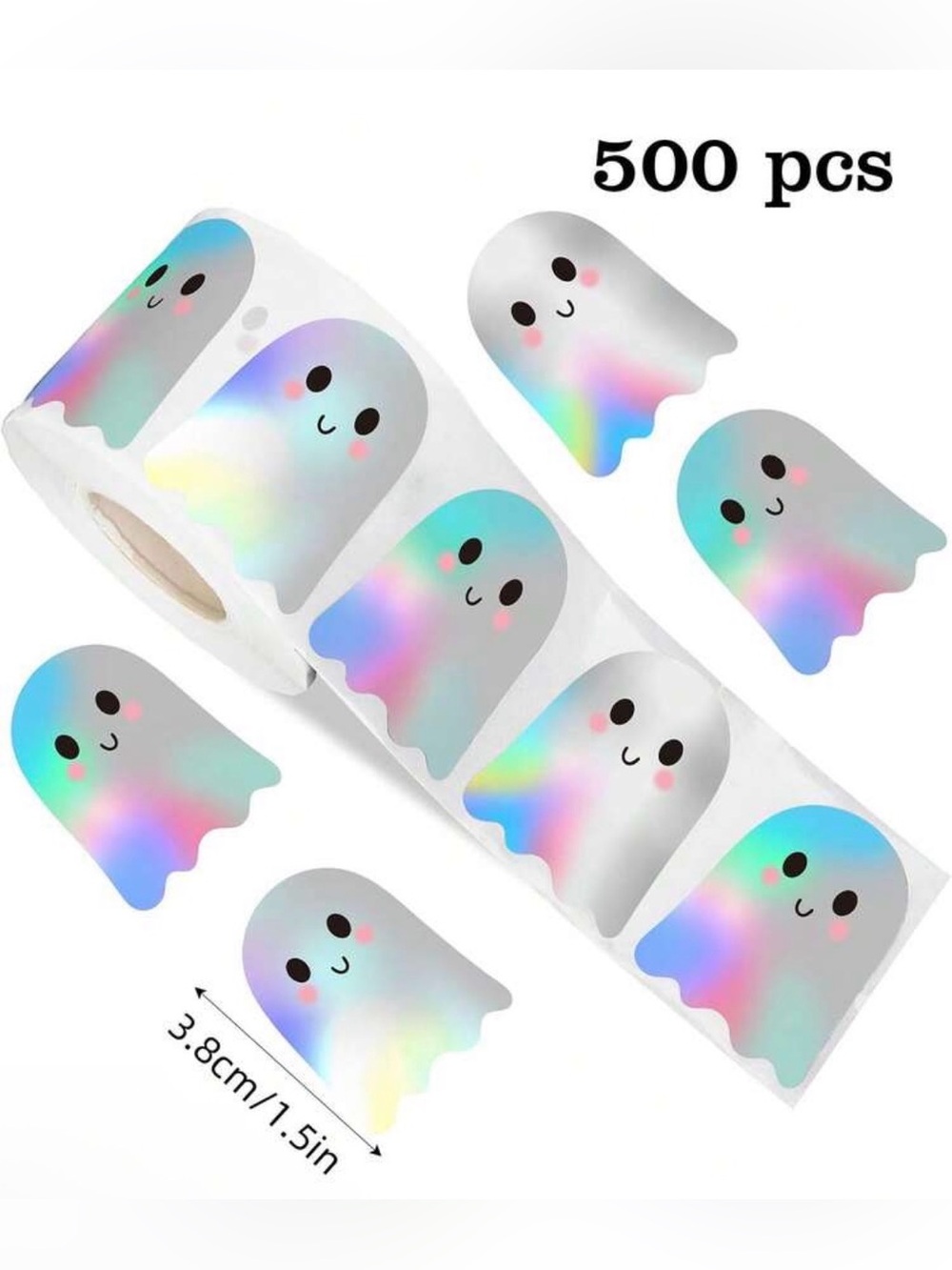 Holographic Ghost Party Sticker Labels - (500 pcs)